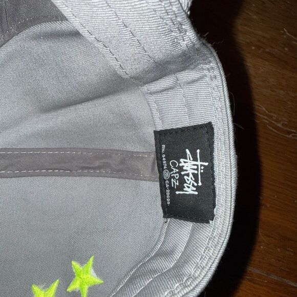 Stussy Gray Cap with Neon yellow Stars! Super Rare from Y2k! Vintage! Brand new! - Picture 10 of 10